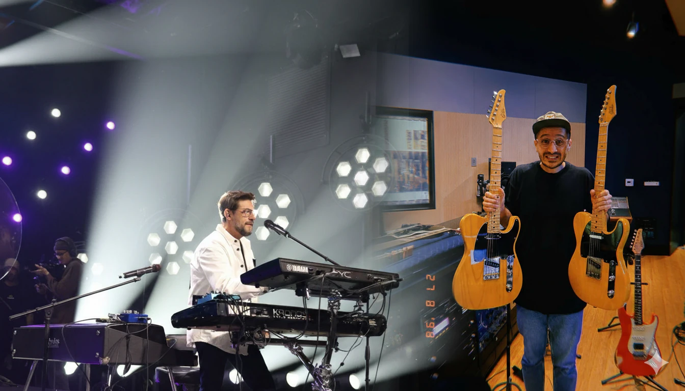 Emerson Pinheiro e Duda Andrade no estúdio